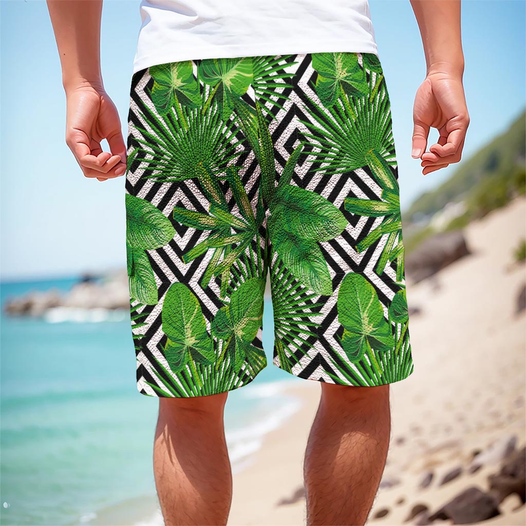 Exotic Tropical Leaves Pattern Print Men's Cargo Shorts