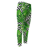 Exotic Tropical Leaves Pattern Print Men's Compression Pants