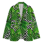 Exotic Tropical Leaves Pattern Print Men's Cotton Blazer