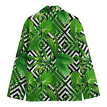 Exotic Tropical Leaves Pattern Print Men's Cotton Blazer