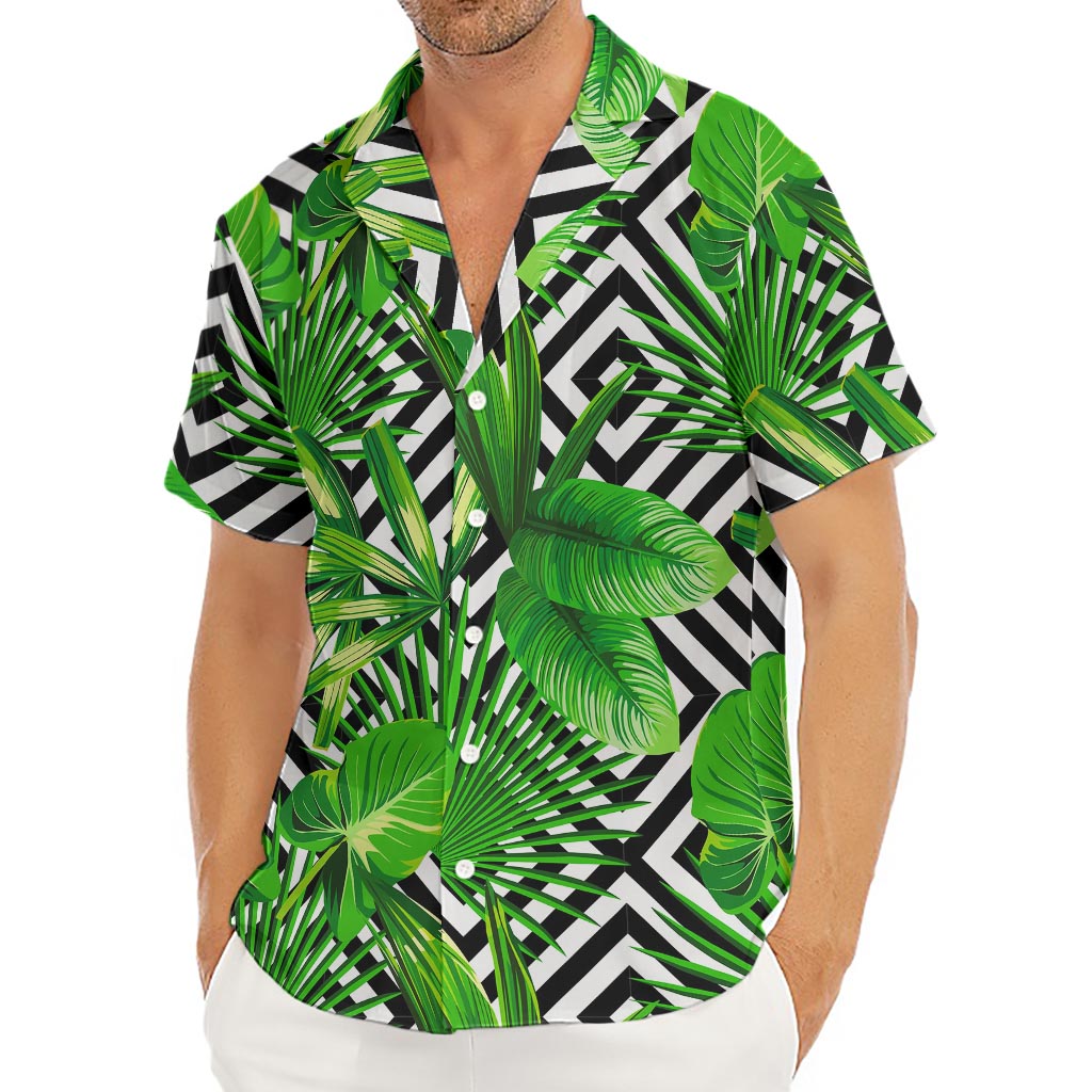 Exotic Tropical Leaves Pattern Print Men's Deep V-Neck Shirt