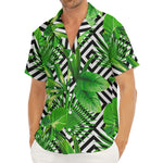Exotic Tropical Leaves Pattern Print Men's Deep V-Neck Shirt