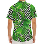 Exotic Tropical Leaves Pattern Print Men's Deep V-Neck Shirt