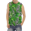 Exotic Tropical Leaves Pattern Print Men's Fitness Tank Top