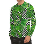 Exotic Tropical Leaves Pattern Print Men's Long Sleeve Rash Guard