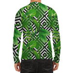 Exotic Tropical Leaves Pattern Print Men's Long Sleeve Rash Guard