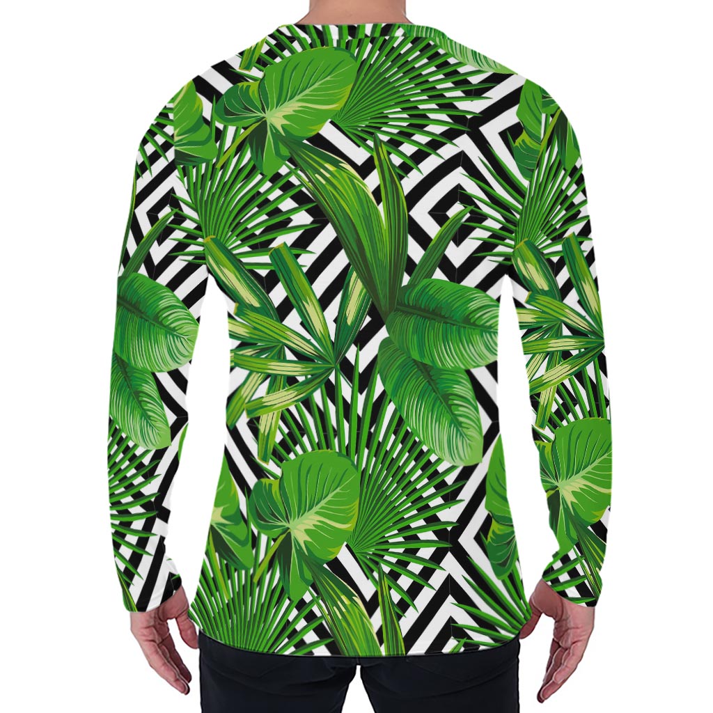 Exotic Tropical Leaves Pattern Print Men's Long Sleeve T-Shirt