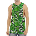Exotic Tropical Leaves Pattern Print Men's Muscle Tank Top