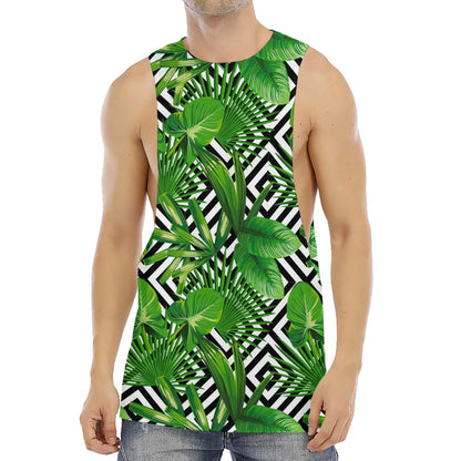 Exotic Tropical Leaves Pattern Print Men's Muscle Tank Top