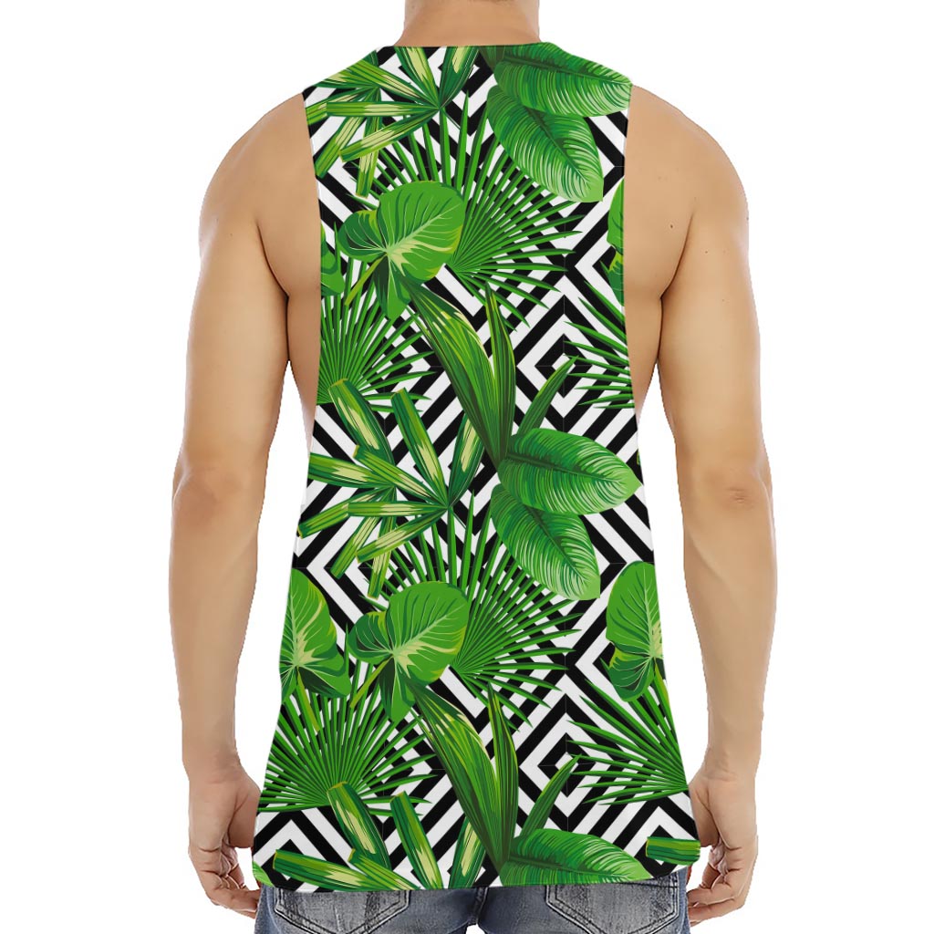 Exotic Tropical Leaves Pattern Print Men's Muscle Tank Top
