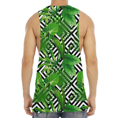 Exotic Tropical Leaves Pattern Print Men's Muscle Tank Top