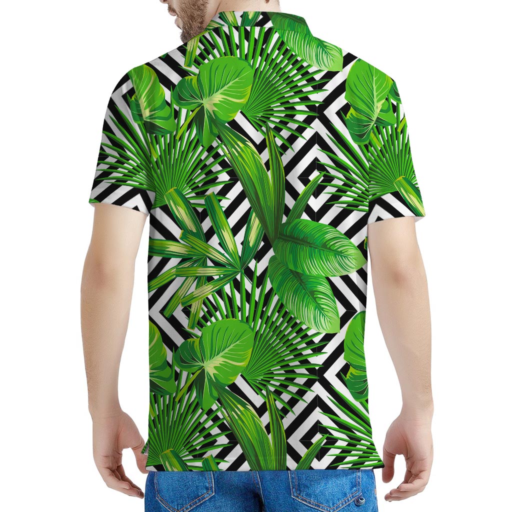 Exotic Tropical Leaves Pattern Print Men's Polo Shirt
