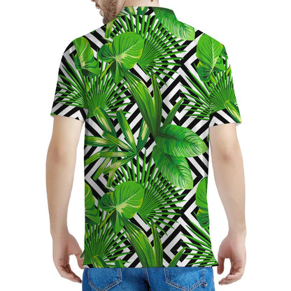 Exotic Tropical Leaves Pattern Print Men's Polo Shirt