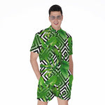 Exotic Tropical Leaves Pattern Print Men's Rompers