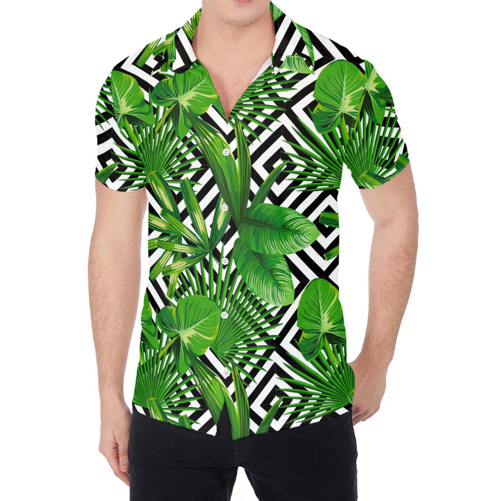 Exotic Tropical Leaves Pattern Print Men's Shirt