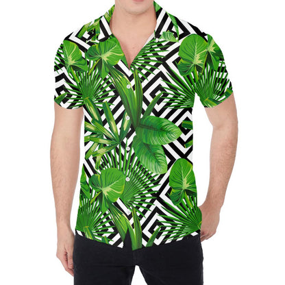 Exotic Tropical Leaves Pattern Print Men's Shirt