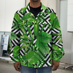 Exotic Tropical Leaves Pattern Print Men's Shirt Jacket