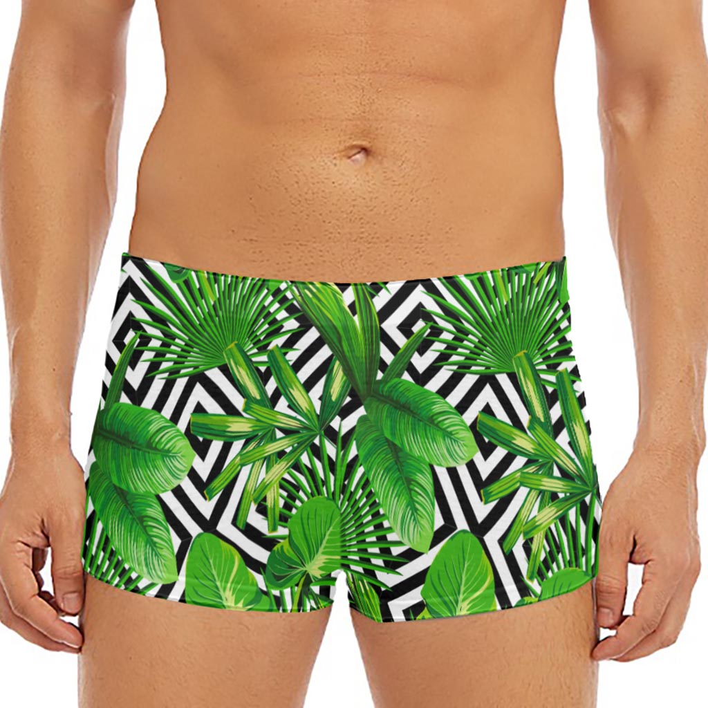 Exotic Tropical Leaves Pattern Print Men's Short Boxer Briefs