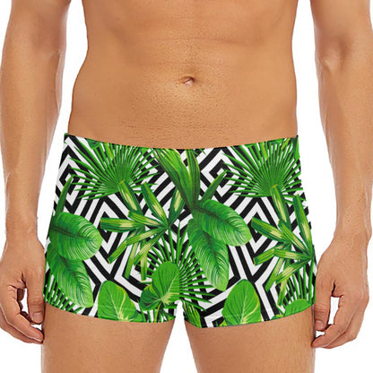 Exotic Tropical Leaves Pattern Print Men's Short Boxer Briefs