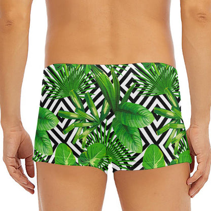 Exotic Tropical Leaves Pattern Print Men's Short Boxer Briefs
