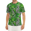 Exotic Tropical Leaves Pattern Print Men's Short Sleeve Rash Guard