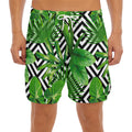 Exotic Tropical Leaves Pattern Print Men's Split Running Shorts