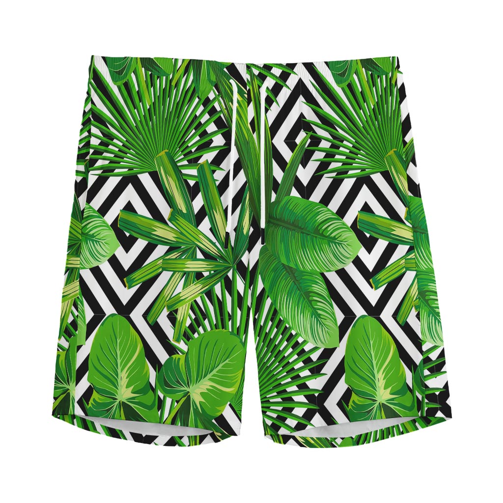 Exotic Tropical Leaves Pattern Print Men's Sports Shorts