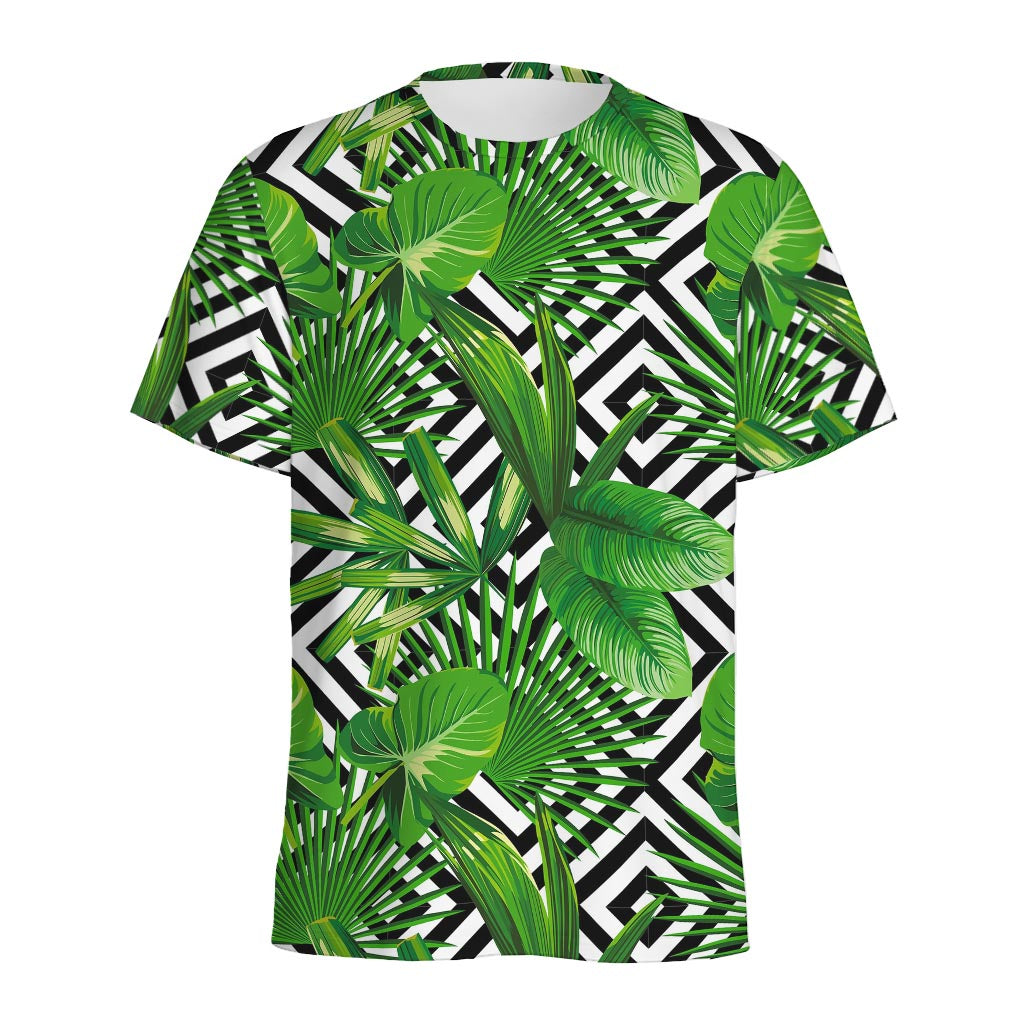 Exotic Tropical Leaves Pattern Print Men's Sports T-Shirt
