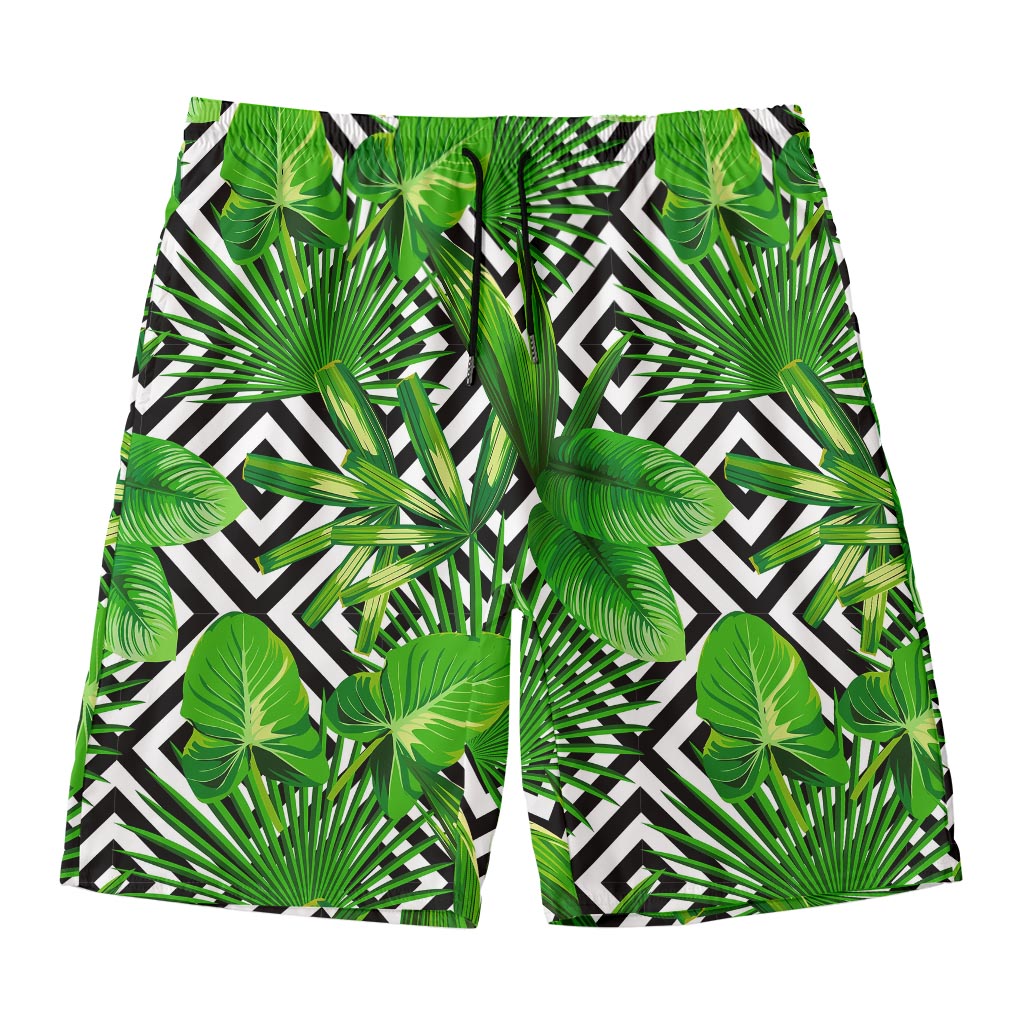 Exotic Tropical Leaves Pattern Print Men's Swim Trunks