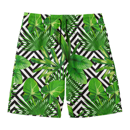 Exotic Tropical Leaves Pattern Print Men's Swim Trunks