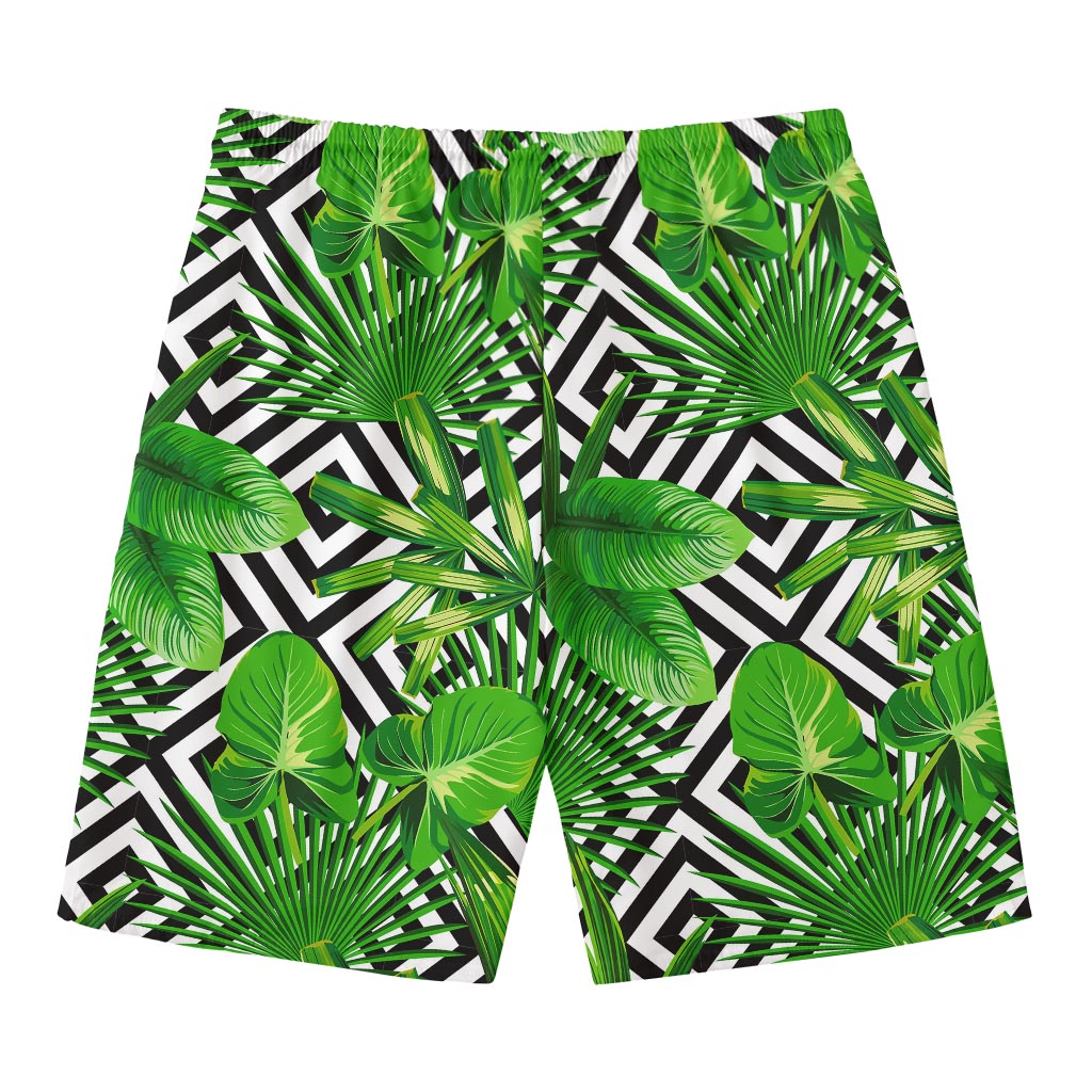 Exotic Tropical Leaves Pattern Print Men's Swim Trunks