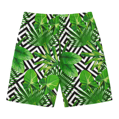 Exotic Tropical Leaves Pattern Print Men's Swim Trunks
