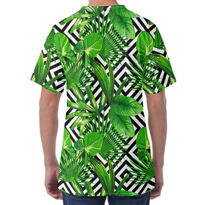 Exotic Tropical Leaves Pattern Print Men's Velvet T-Shirt