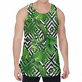 Exotic Tropical Leaves Pattern Print Men's Velvet Tank Top
