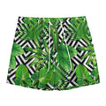 Exotic Tropical Leaves Pattern Print Mesh Shorts