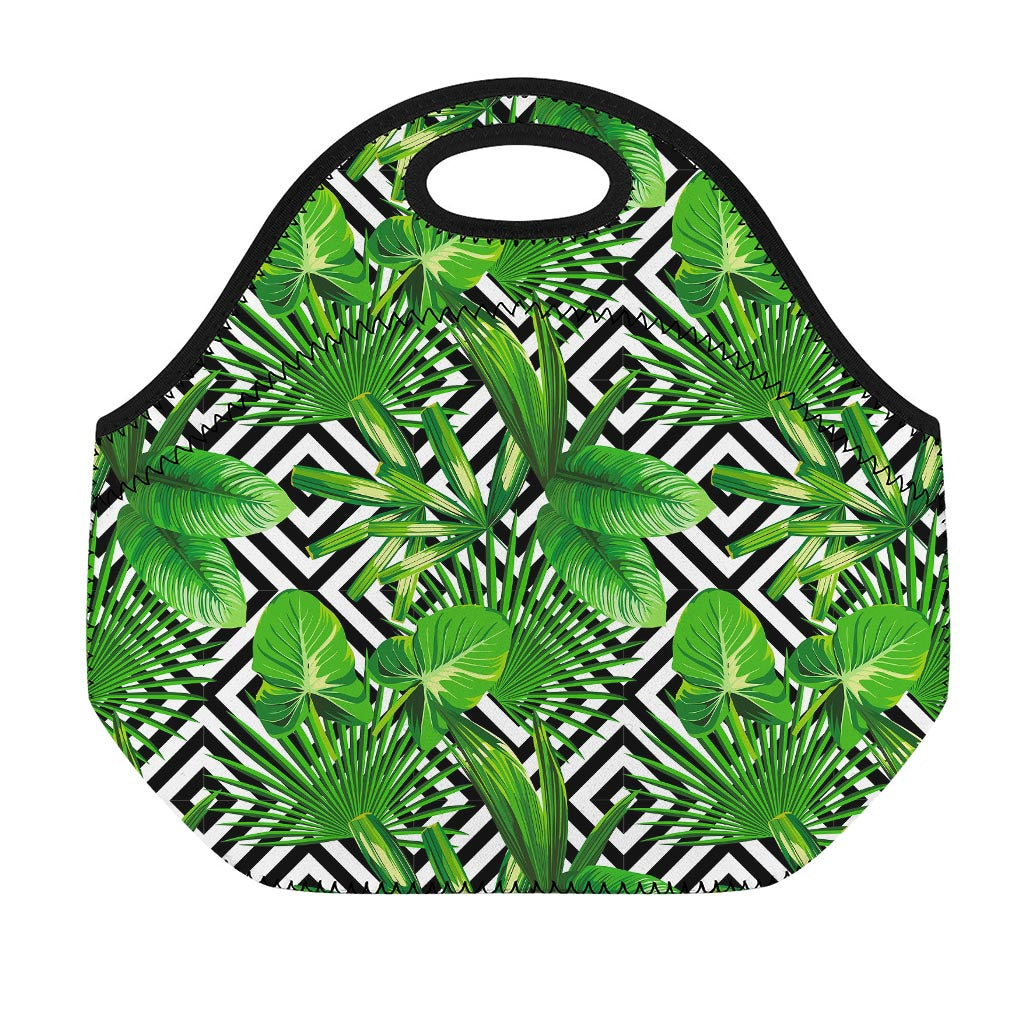 Exotic Tropical Leaves Pattern Print Neoprene Lunch Bag