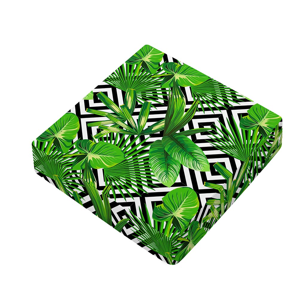 Exotic Tropical Leaves Pattern Print Outdoor Seat Cushion Cover