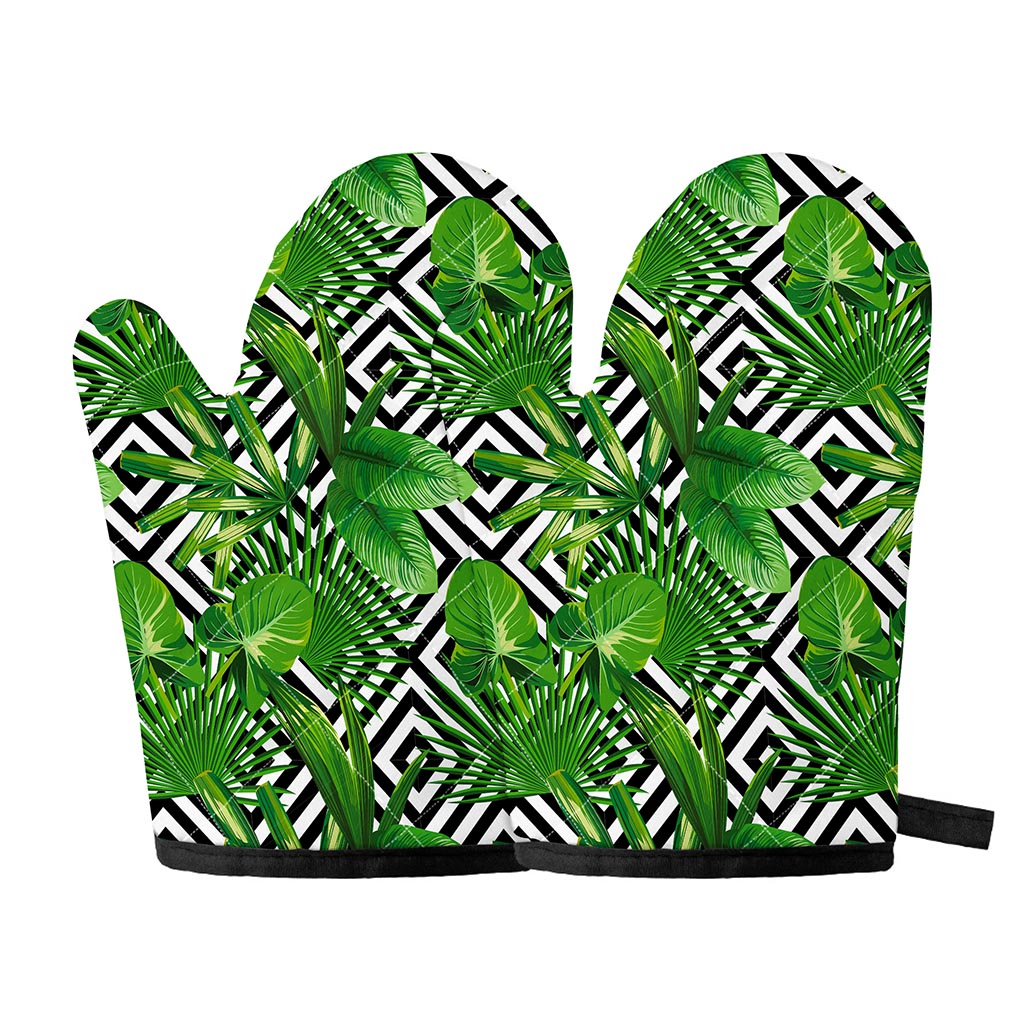 Exotic Tropical Leaves Pattern Print Oven Mitts