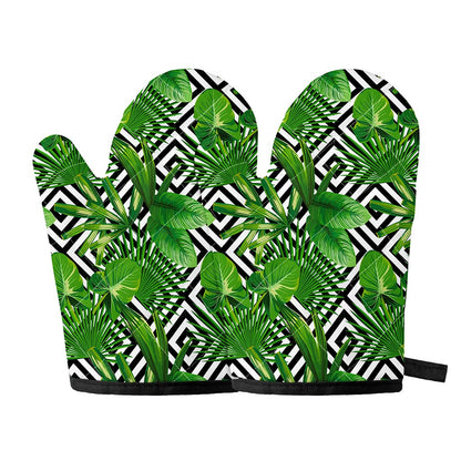 Exotic Tropical Leaves Pattern Print Oven Mitts