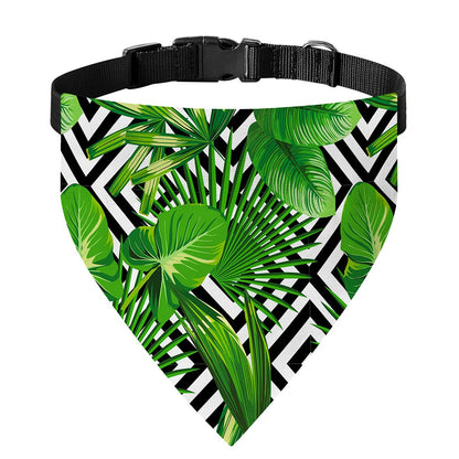Exotic Tropical Leaves Pattern Print Over The Collar Dog Bandana