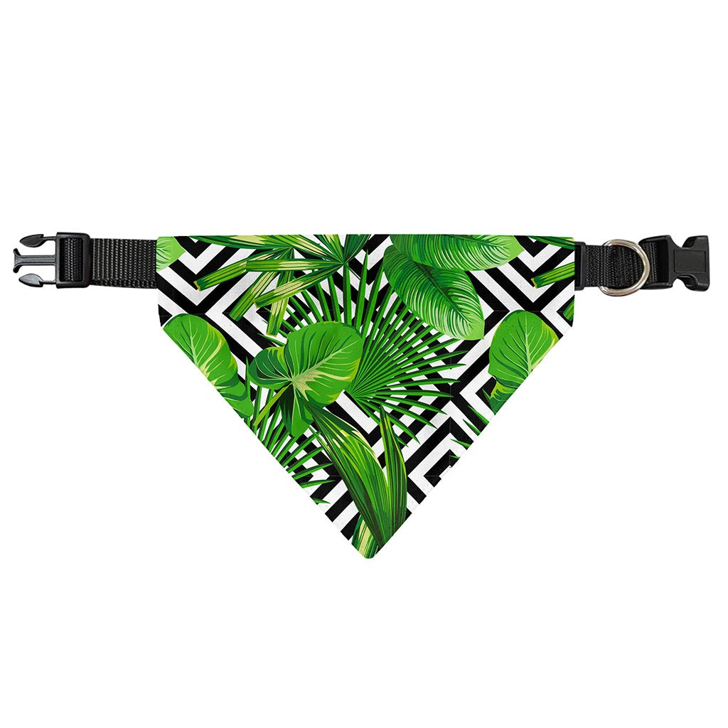 Exotic Tropical Leaves Pattern Print Over The Collar Dog Bandana