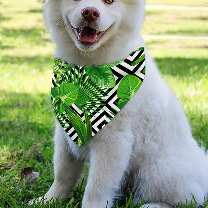 Exotic Tropical Leaves Pattern Print Over The Collar Dog Bandana