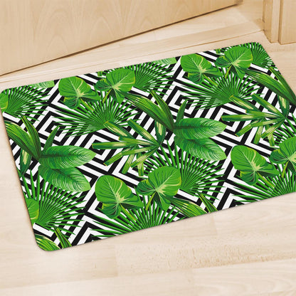 Exotic Tropical Leaves Pattern Print Polyester Doormat