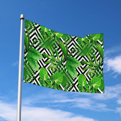 Exotic Tropical Leaves Pattern Print Polyester Flag