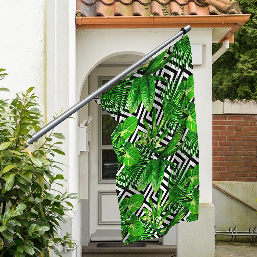 Exotic Tropical Leaves Pattern Print Polyester Flag
