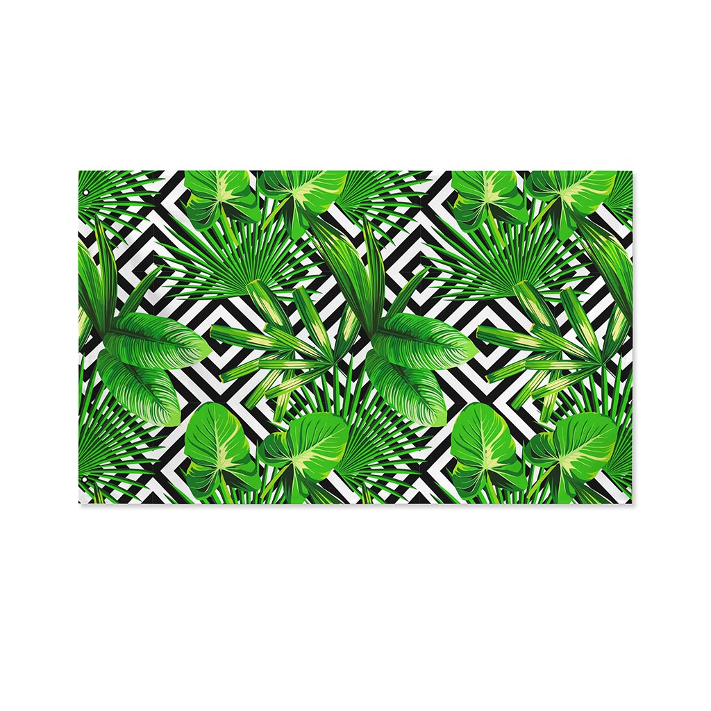 Exotic Tropical Leaves Pattern Print Polyester Flag