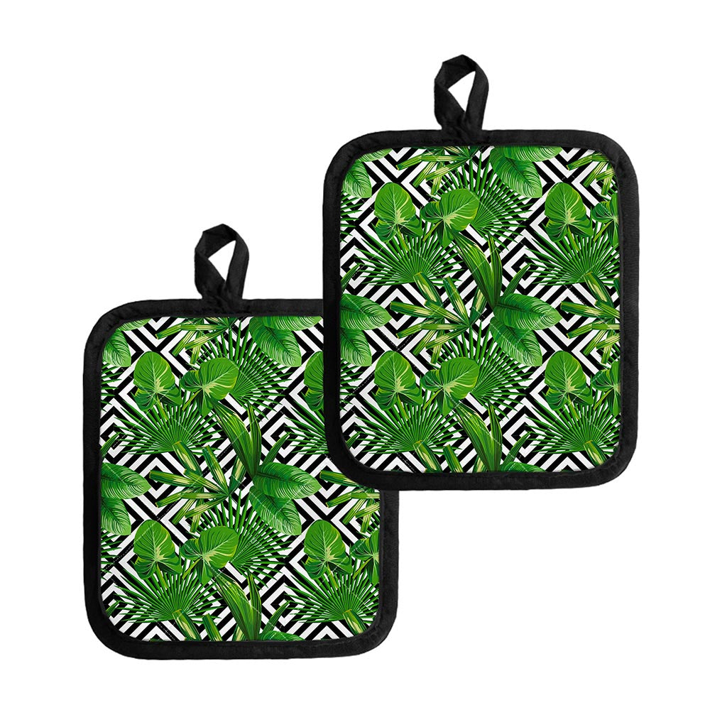 Exotic Tropical Leaves Pattern Print Pot Holders