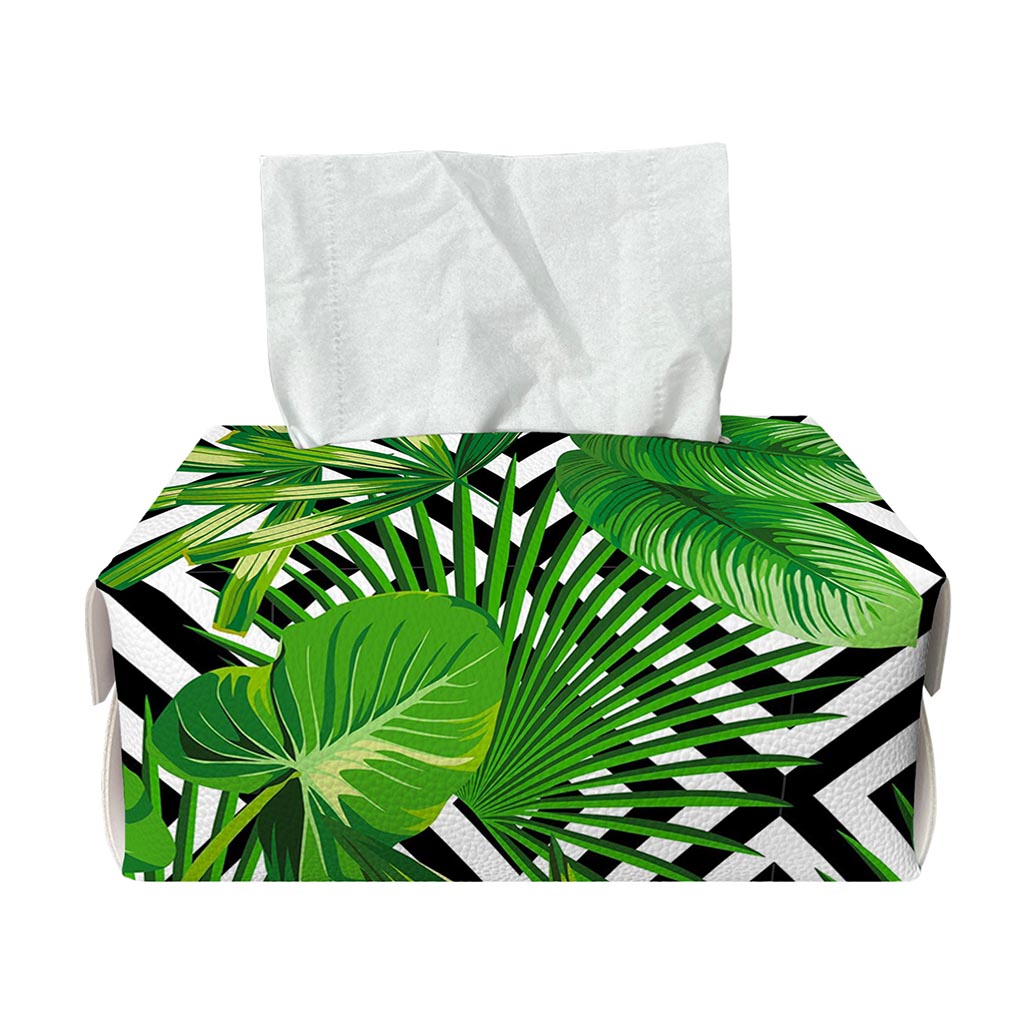 Exotic Tropical Leaves Pattern Print Rectangle Tissue Box Cover