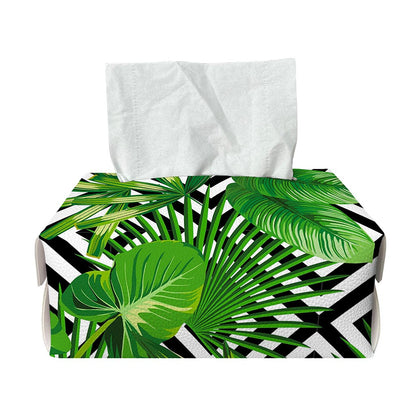 Exotic Tropical Leaves Pattern Print Rectangle Tissue Box Cover
