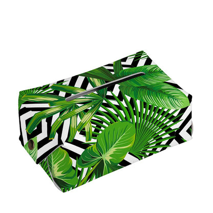Exotic Tropical Leaves Pattern Print Rectangle Tissue Box Cover